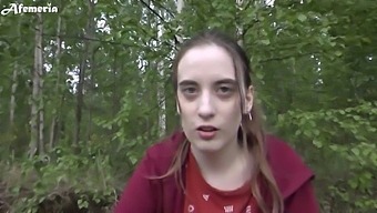 Teen Girlfriend Gives A Handjob And Blowjob In The Woods And Swallows Cum