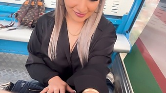 Petite 18-Year-Old Girl Gives A Blowjob To Her Stepbrother'S Friend While Riding A Cable Car In The City