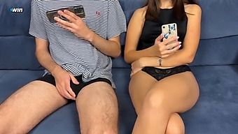 Stepbrother Joins Stepsister In Watching Porn And Masturbating, But She Surprises Him With A Handjob That Leads To An Amazing Orgasm